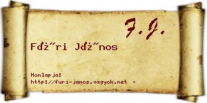 Füri János névjegykártya
